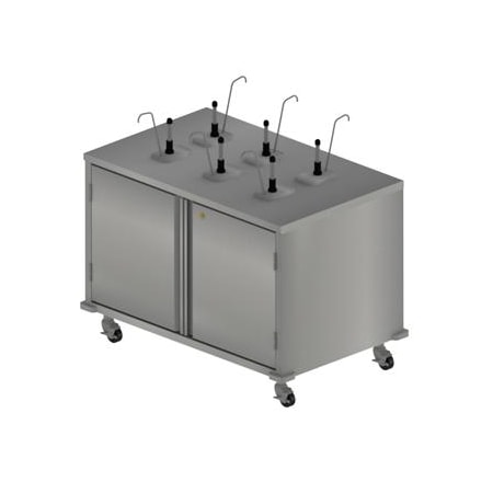 Bk Resources Stainless Steel Double Sided 3 Condiment Cart With 6 Pumps 48"L x 30"W CC-R-486D